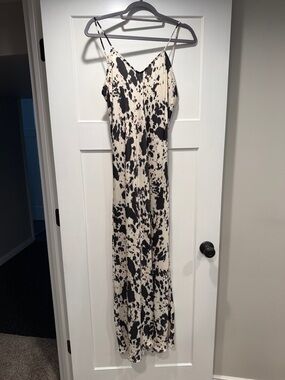 RESA Black and White Spatter Maxi Slip Dress